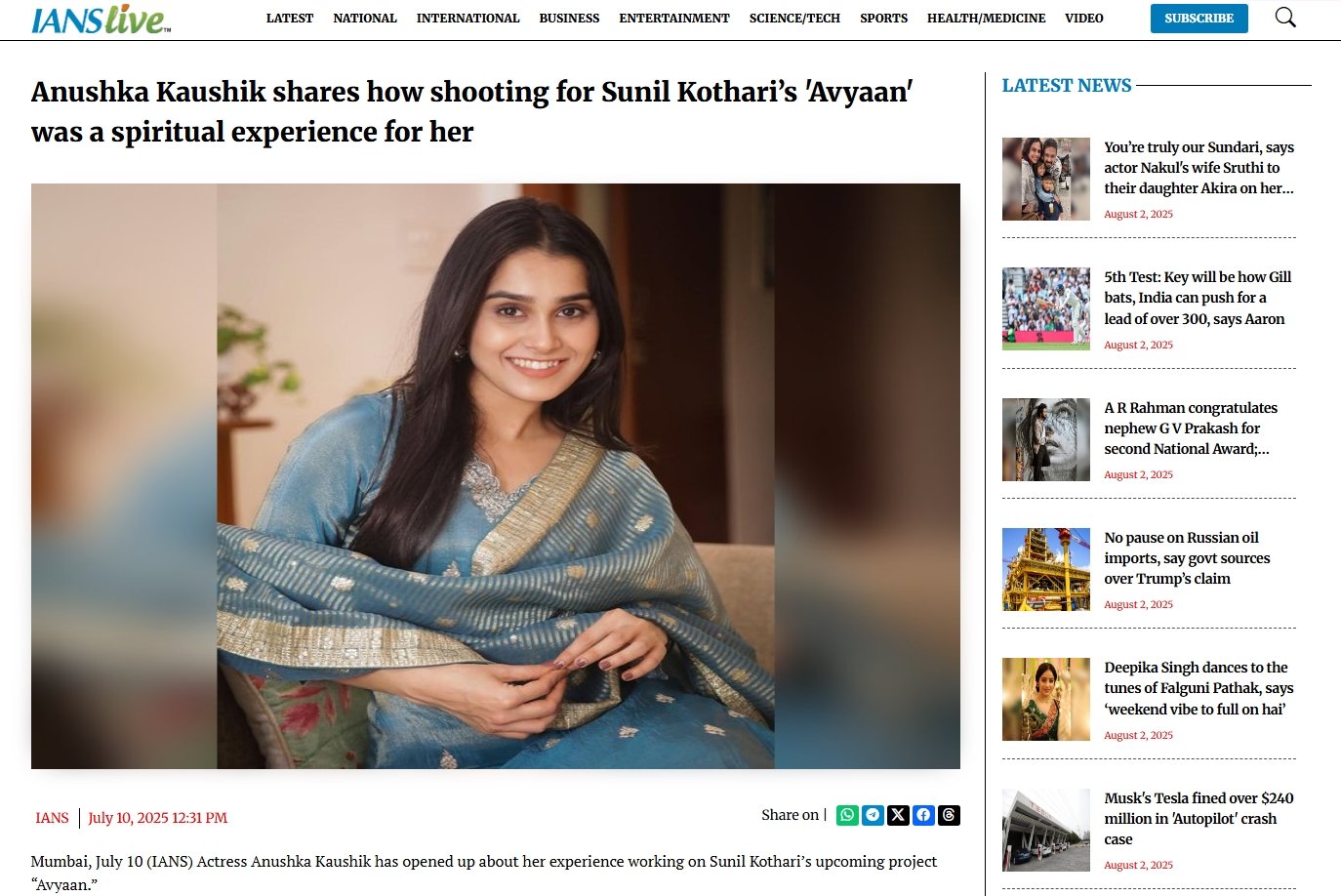 https://ianslive.in/anushka-kaushik-shares-how-shooting-for-sunil-kotharis-avyaan-was-a-spiritual-experience-for-her--20250710122703